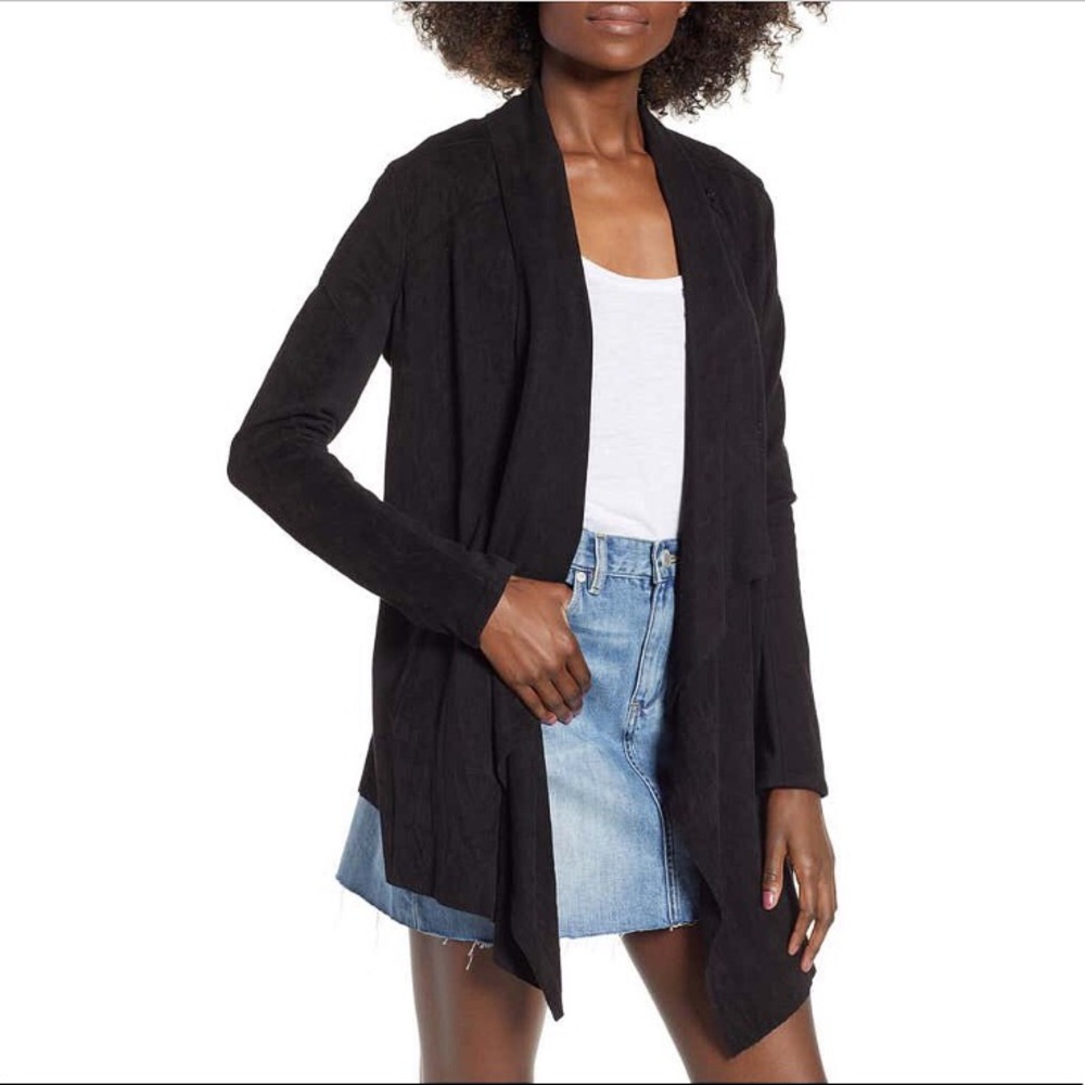 NWT Blank NYC Faux Suede Black Drape Jacket